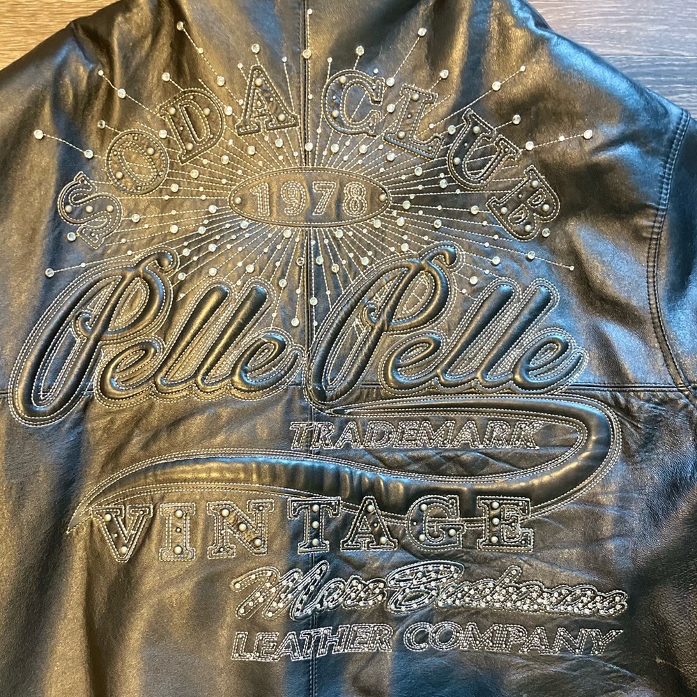 Vintage Marc Buchanan Leather Pelle Pelle Black Silver Studded Jacket Size 52
